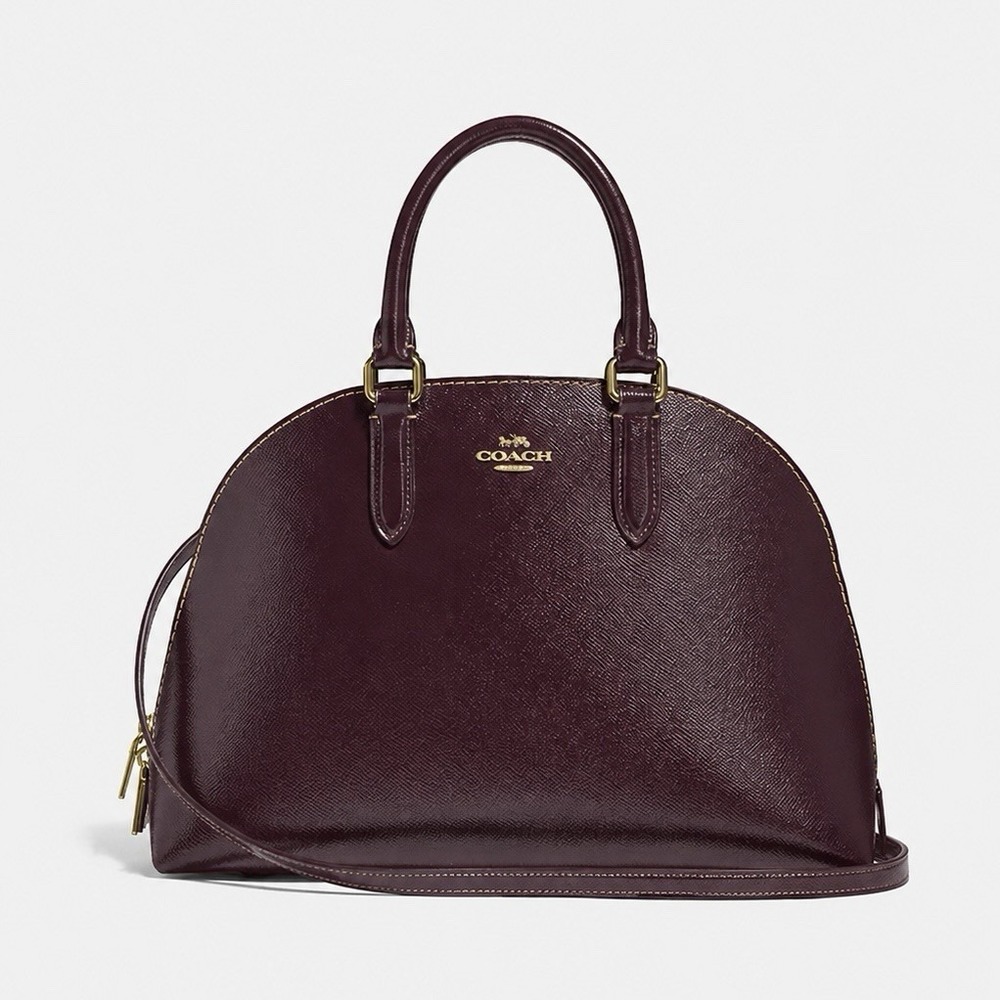 COACH QUINN GROSSGRAIN SATCHEL BAG IN OXBLOOD